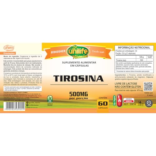 Tirosina Unilife 60 Cápsulas 470mg