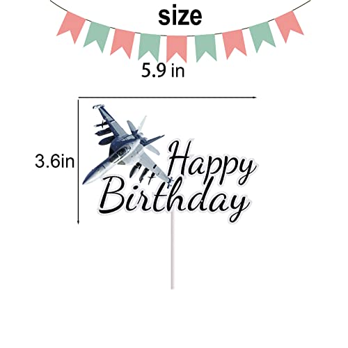 Military Airplane Cake Topper Fighter Jet Party Supplies For Men Boy Air Force Party Decorations Travel Cool Plane Cake Decor Black Glitter Aircraft Happy Birthday Decorations #TOP3