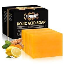 PIPIHUA Lemon Turmeric Kojic Acid Soap Soap for Skin Combines Lemon & Turmeric & Kojic acid & Collagen & Vitamin C & Glutathione3 Pack