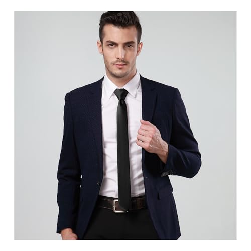 Image of Landisun Black Tie Men Women Solid Skinny Ties Slim Ties Satin Tie