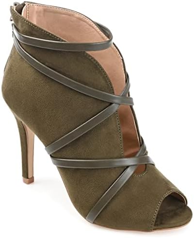 Journee Collection Womens Samara Stiletto Heels with Peep-Toe and Back Zipper Entry, Olive, 7 | Image 6
