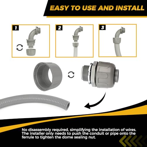 Conectores de conducto NPT 3/4 para tubo flexible estanco PVC kit de 60 piezas 6