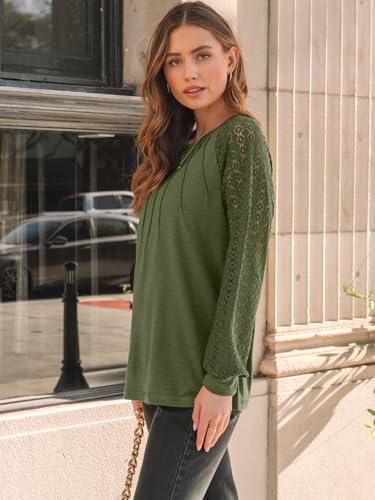 AUTOMET Womens Long Sleeve Shirts Pleated Lace Tops Fall Fashion Outfits Business Casual Blouses - Image 4