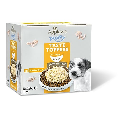 Applaws Wet Puppy Food, Hühnerbrust mit Reis in Brühe für Junge Hunde - Packung mit 8 x 156g Dosen