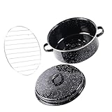 Alipis Geröstete Süßkartoffelpfanne Emaille Kochtopf brattopf mit deckel gusseiserne topf emaille kanne Gegrillter Süßkartoffel-Topfdeckel bedeckt Grillen klein Putenbräter Truthahnröster