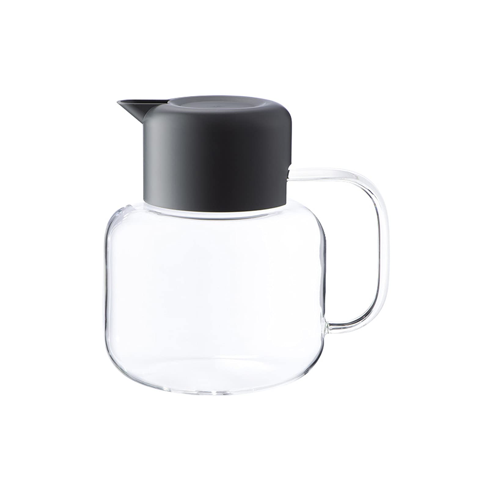 Jarra 50.7 oz Jarra de vidrio creativo con mango Hogar Alta temperatura Resistente a la temperatura Botella de agua fría Capacidad de gran capacidad Tetera Jugo Jugado Jarra Agua (Color : Negro)