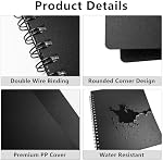 HOUYEE 1 Pack Sheet Music Folder,Spiral Binder Organizer for Music Stand,40 Plastic Sleeves Display 80 Pages, Fits Letter Size 8.5 x 11 Inch, Piano Sheet Music Holder For Choral Band Orchestra (Black)