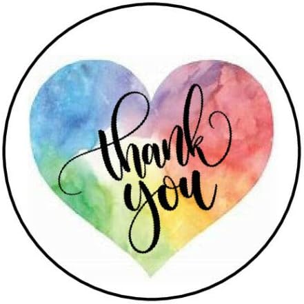 Thank You Tie Dye Heart Labels 1.5" Round Stickers Envelope Seals (500)