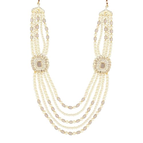 I Jewels 5 Layered Traditional Gold Plated Dulha Moti Mala with B...