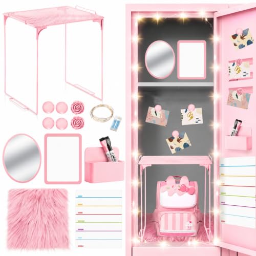 Patelai 11 Pcs Locker Accessories for School Supplies, Pink, Classic
