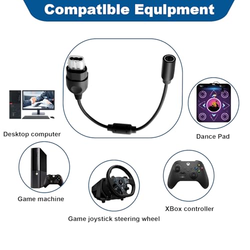 Breakaway Cable for Xbox Gen. 1, 2 Pack USB Controller Cable Adapter Replacement Breakable Cord Lead Dongle Connector Cord Lead for One Xbox 360 Series PC Logitech G920 Ferrari Racing Steering Wheel