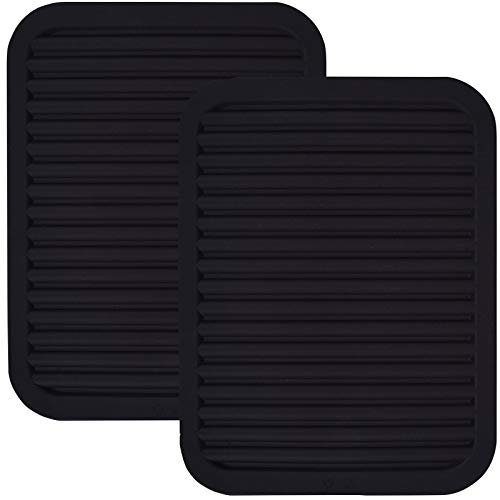 🔥 Flash Sale dealcase 9" x 12" Silicone Pot Holder, Trivet Mat, Baking Gadget Kitchen Table Mat, Silicone Drying Mat - Waterproof, Heat Insulation, Insulated, Non-Slip, Tableware Pad Coasters (Black - 2 Pack)