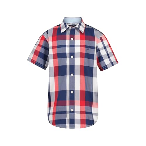 Image of Nautica Boys Short Sleeve Woven Button-Down Shirt. Light Weight & Breathable