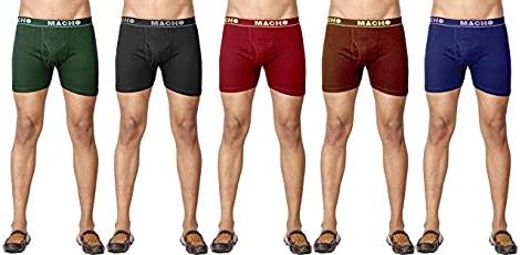 MachoMen's Cotton Long Trunk/Underwear (Multicolour, L) - Pack of 5