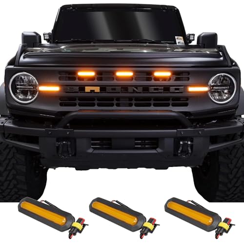 IAG I-Line 3PC Amber Grill LED Light Kit w/Plug & Play Harness for Ford Bronco 2021+ (Base/Black Diamond Models Only)