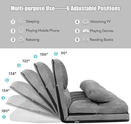 4. Bild von DREAMADE Klappbares Schlafsofa mit 2 Rückenkissen, Klappsofa mit Bettfunktion, Schlafsessel in 6 Stufen verstellbar, Bettsofa für Wohnzimmer Schlafzimmer Balkon