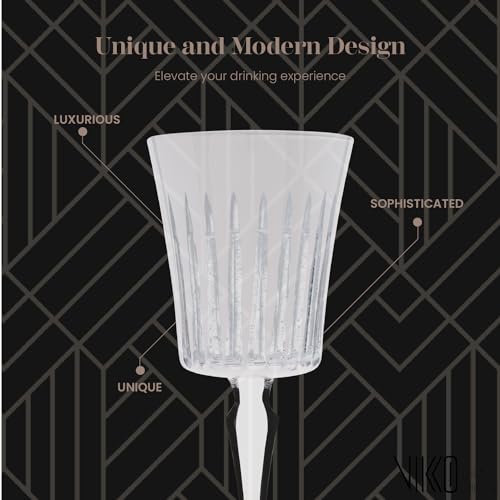 Vikko Water Glasses, Timeless Collection 8 Ounce Elegant Water Glass for Fine Dining, Set of 4 White Goblets with Stem, Dishwasher Safe