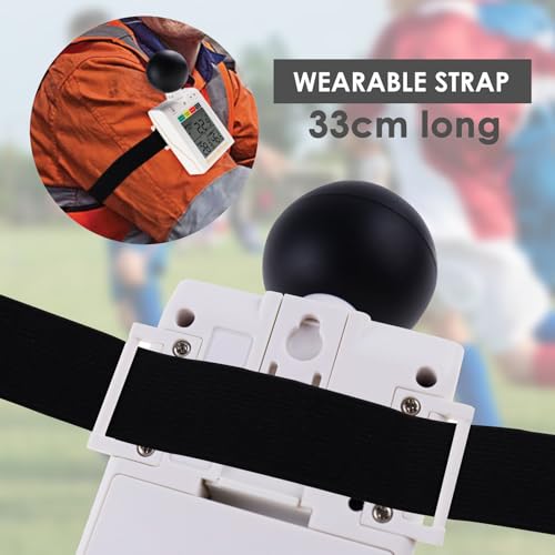 Tragbar 2 in 1 WBGT + HI Hitzeindex-Checker Feuchtkugel-Globus Temperatur-Hitzestressmessgerät Lufttemperatur-Feuchtigkeitstester mit Akustischem Alarm zur Anzeige Gefährlicher Füllstände