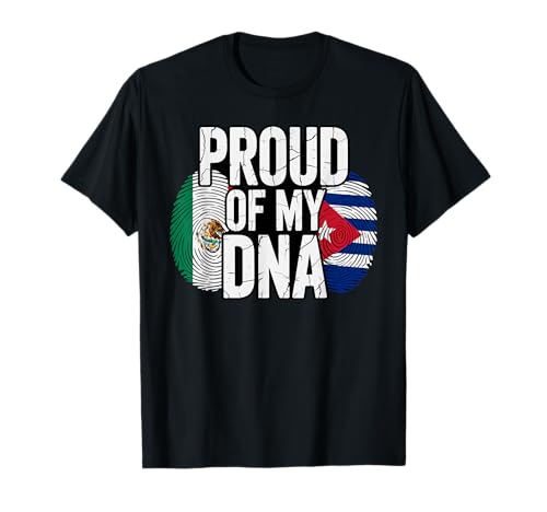 Proud of My DNA Mexico Cuba Flag Mexican Cuban Roots Camiseta