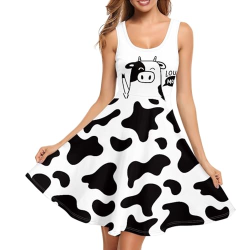 Image of Women's Casual Loose Sundress Midi Sleeveless Crewneck Dress Summer Beach Tank Dress with Pockets
