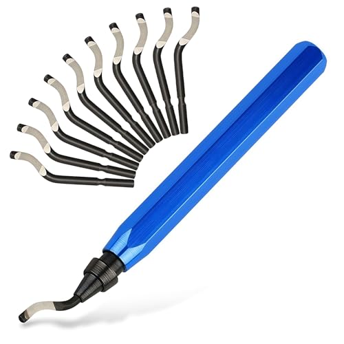Oavie Deburring Tool with 10 Extra Replacement Heads Professional Handheld Burr Remover for 3D Prints Metal PVC Pipes and Plastic Rotary Edge Trimming Kit for DIY and Industrial Projects