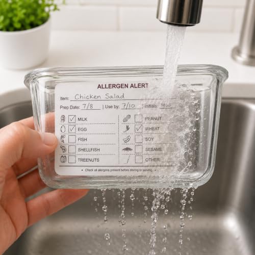 Etiquetas de alérgenos solubles de 2 x 3 pulgadas para escribir alergias alimentarias 3