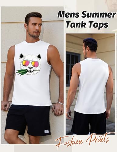 Yuson Girl Camisetas de Tirantes para Hombre Algodón Top Cuello Redondo Chaleco Sin Mangas Casual Deportivo Verano Tank Top Fitness Masculina T-Shirt(Blanco, L)
