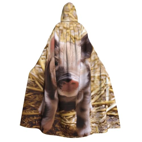 Cape à capuche imprimé cochon médiéval déguisement unisexe Halloween