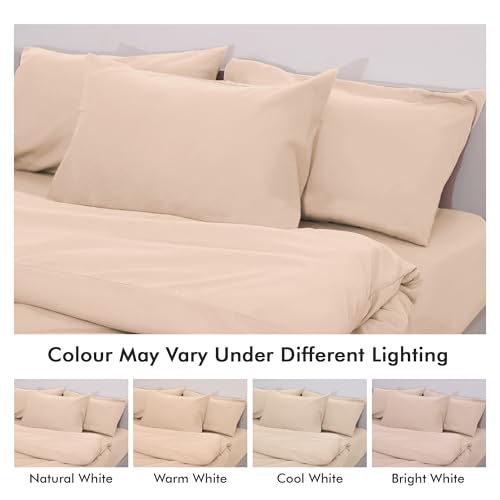 Novo Home King Size Duvet Cover Set Beige - Soft Microfibre Quilt Cover & 2 Pillowcases - Image 4