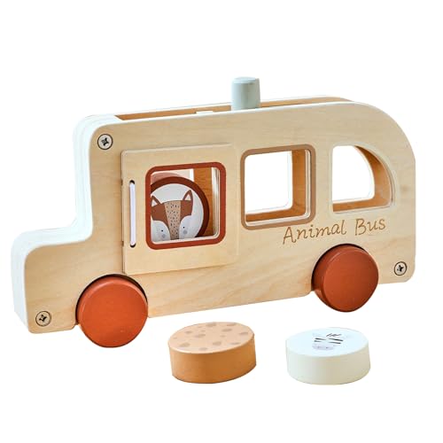 Juguete de madera tipo autobús para tardes de juego creativo en familia