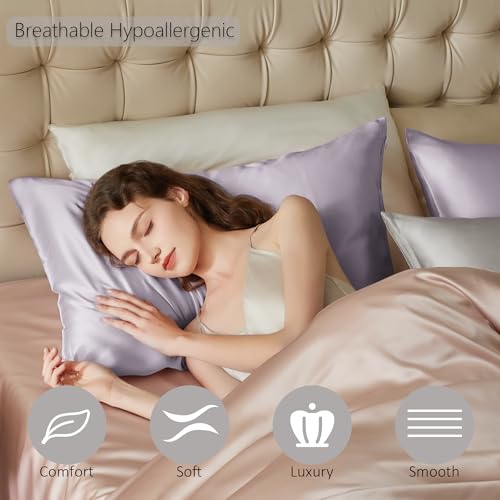 townssilk Federa seta cuscino,100% naturale seta di gelso 19momme,doppia faccia,benefica per capelli e pelle,ipoallergenica,cerniera nascosta,1 pz,80x80cm,Lilacpurple