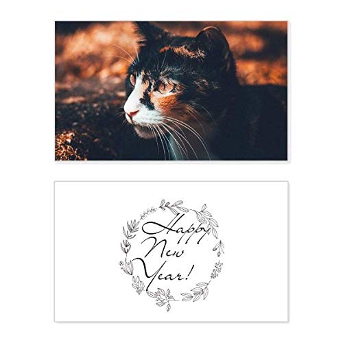 Tarjeta de felicitación de año nuevo con tierno gato marrón para seres queridos
