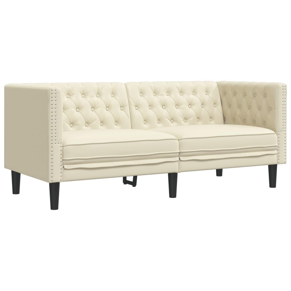 Générique Ensemble de canapé Chesterfield 3 pcs crème Similicuir,Meubles, Canapés,3209268