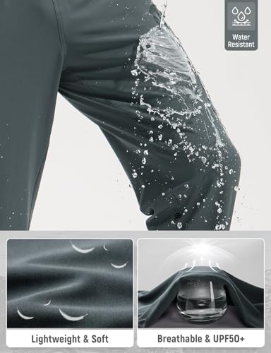 baleaf Men's Hiking Pants Water Resistant Convertible Cargo Capri Roll Up Capri UPF50+ Zipper Pockets Clothing Travel4