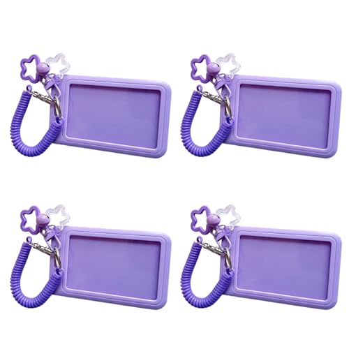 Set Fo 4pcs Lightweight Keychain with Integrated Card Pocket Star Accent with Spring Rope for Keys Cards Compact Carry Ravel Key