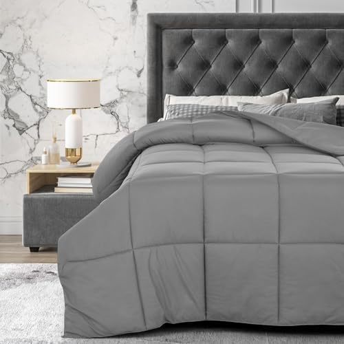 LUX Décor King Comforter – 102x90 Ultra-Soft Down Alternative Duvet Insert with Corner Tabs & Box Stitching, Hotel Quality Plush Microfiber Bedding, Oeko-TEX Certified - Grey - Image 2