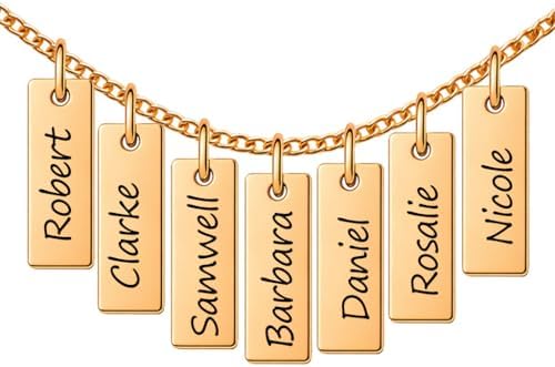 Multiple Name Charm Necklace – Custom Engraved Family Jewelry for...