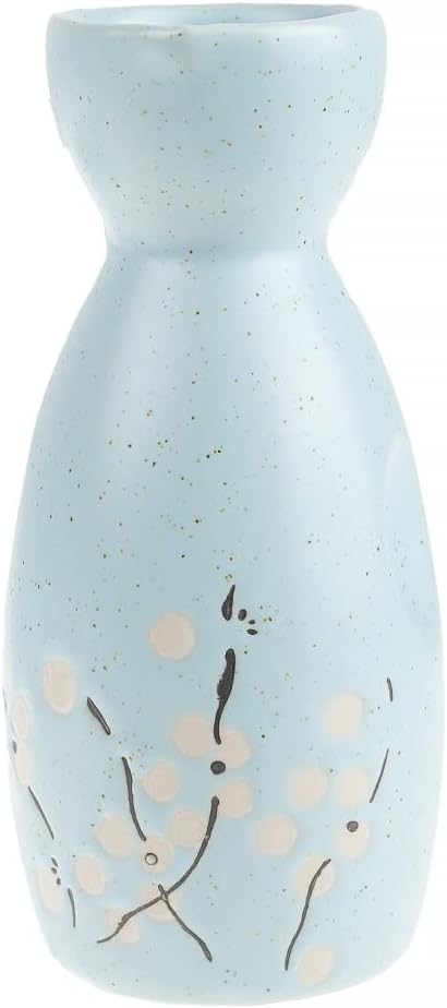 Lachineuse Sakura Sake Set - Porcelain, 5-Piece, Aqua Green, Hanami, Japanese Celebration
