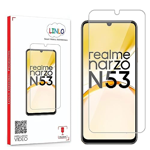 Image of Tempered Glass Screen Protector Compatible for Realme Narzo N53 with Full Screen Coverage; Except Edges and Easy Installation Kit(Transparent), Pack of 1