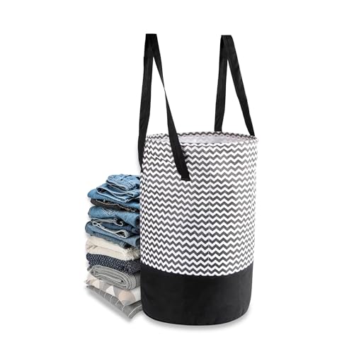 Image of GLUN Multipurpose Foldable Hanging Bag, Round Shape Pack of 2 Printed Laundry Bag, Water Repellent, Durable Laundry Bag for Toys, Clothes, Stationery Items, Space Saving Design