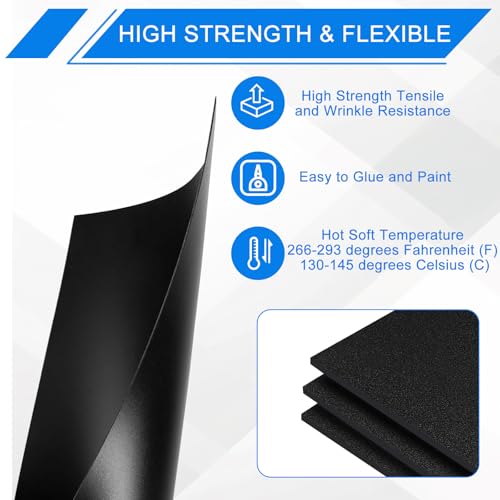 CYEER 4er Pack ABS Kunststoffplatten Schwarz (20x30 cm), 5mm Starke Plastikplatten für Modellbau, DIY Handwerk, KFZ-Verkleidungen & Gehäusebau, Leicht Thermoformbar & Schlagfest