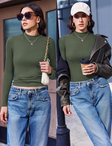 Ekouaer Mock Turtle Necks Tops for Women Long Sleeve Ribbed Thermal Shirts - image 2
