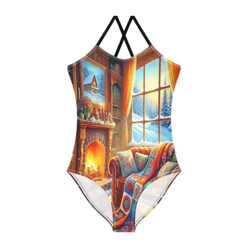 Snow House Warm Yellow Bathing Suits for Girls Swimsuit Swimwear Swimsuits Summer Beach One Piece