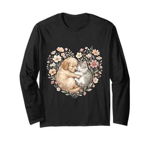 Sleeping Puppy Kitten Heart Floral Boho Nature ����T�V���c