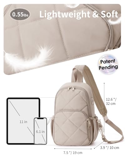 Wandering Nature Sling Bag for Women Lightweight Quilted Crossbody Bag Fits for 11" Tablet with Breathable Back Panel Anti Theft Pocket Padded Strap USB Charge Port, Ideal for Travel, Daily Use - Image 4