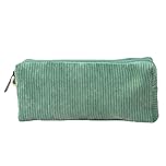 RubyTint Cute Corduroy Pencil Case - Large Capacity Pen Pouch & Portable Stationery Organizer and Makeup Bag for School, College & Travel - for Girls, Boys, Teenagers & Women- Green