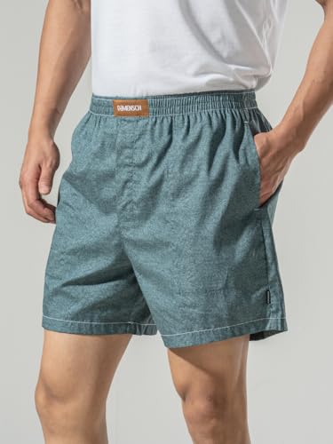 Image of DAMENSCH Regular Fit Solid 100% Soft & Durable Cotton Boxer Shorts Dual Pockets Anti-Bacterial Moisture Wicking Microfibre Waistband Ultra-Light Boxers for Men