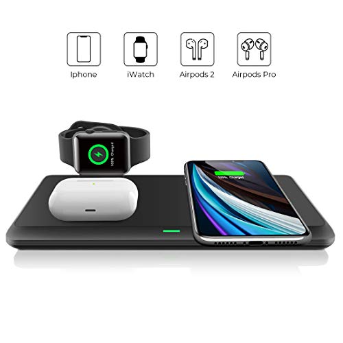 Wireless Charger,QI-EU 3 in 1 Wireless Charging Station for iPhone 11/11pro/Se/X/XS/XR/Xs Max/8/8 Plus