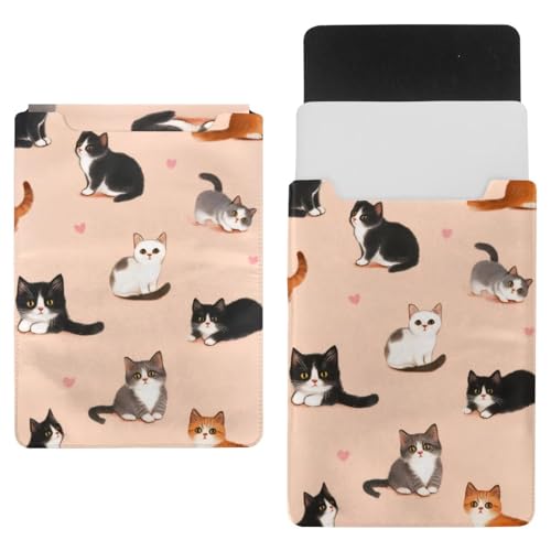 Housse ordinateur portable 13,8" doublure celvet anti-choc motif chat rose