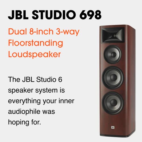JBL Studio 698, Red Wood - Floorstanding Loudspeaker - with 2414H-1 Compression Driver, High-Definition Imaging Horn, 6” Midrange Driver & Dual 8” PolyPlas Cone Woofers
